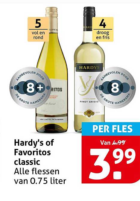 Hardy's of Favoritos classic Alle flessen van 0.75 liter