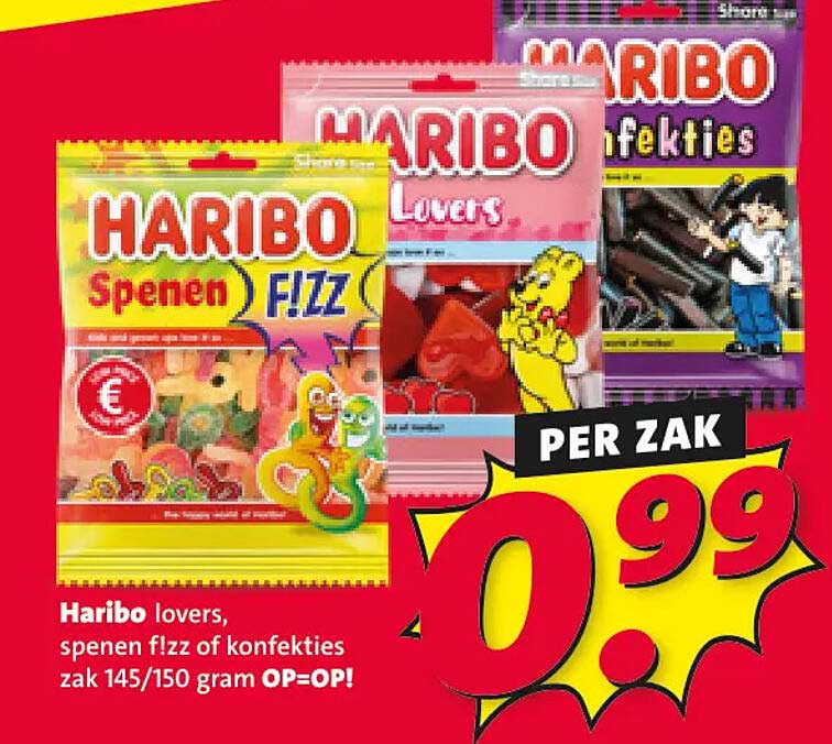 Haribo lovers, spenen f!zz of konfekties zak 145/150 gram OP=OP!
