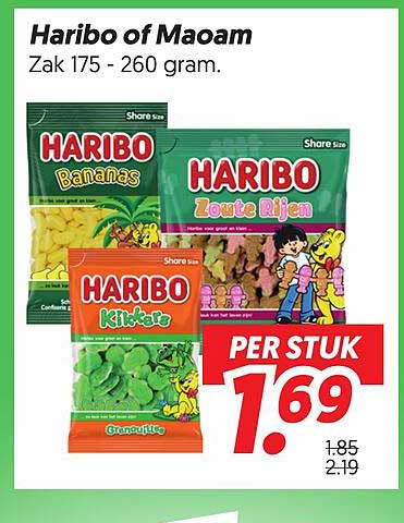 Haribo of Maoam Zak 175 - 260 gram.