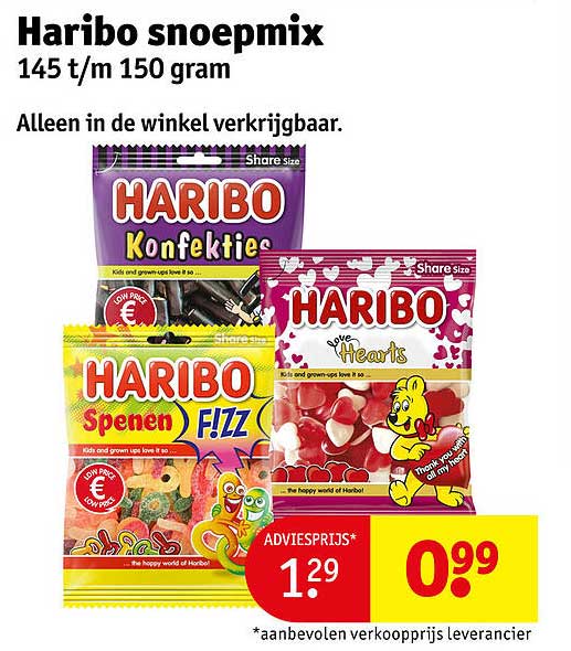 Haribo snoepmix 145 t/m 150 gram