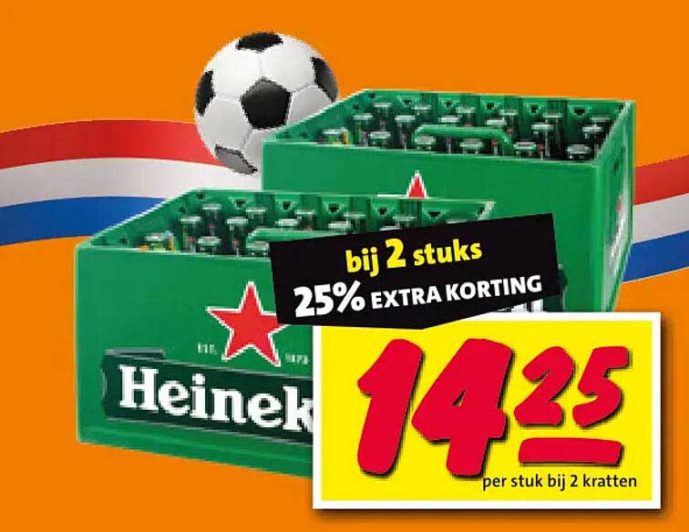 Heineken bij 2 stuks 25% extra korting