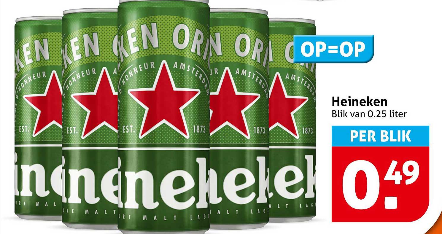 Heineken Blik van 0.25 liter OP=OP