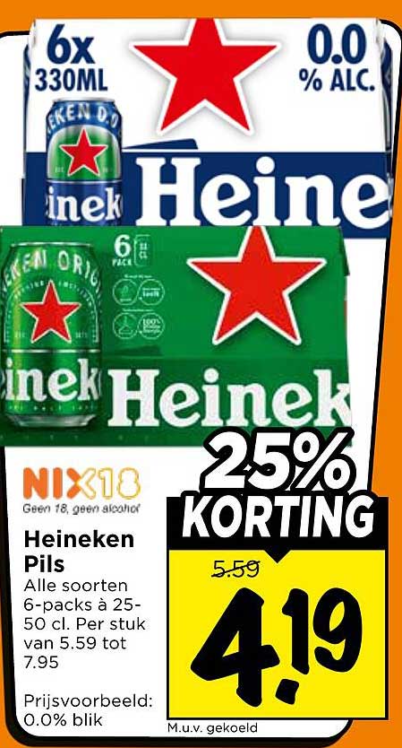 Heineken Pils 25% korting
