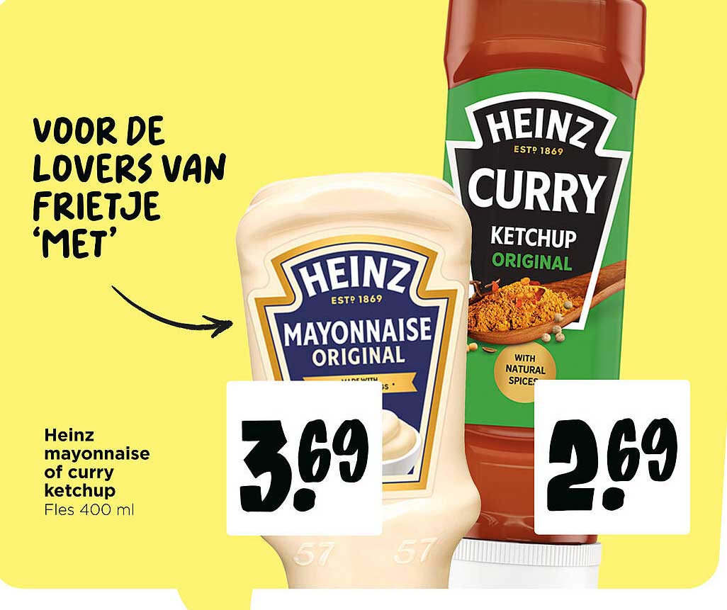 Heinz mayonaise of curry ketchup Fles 400 ml