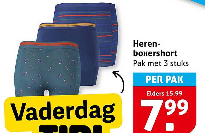 Heren-boxershort Pak met 3 stuks PER PAK