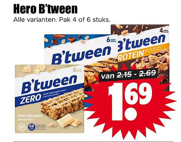 Hero B’etween Alle varianten. Pak 4 of 6 stuks.