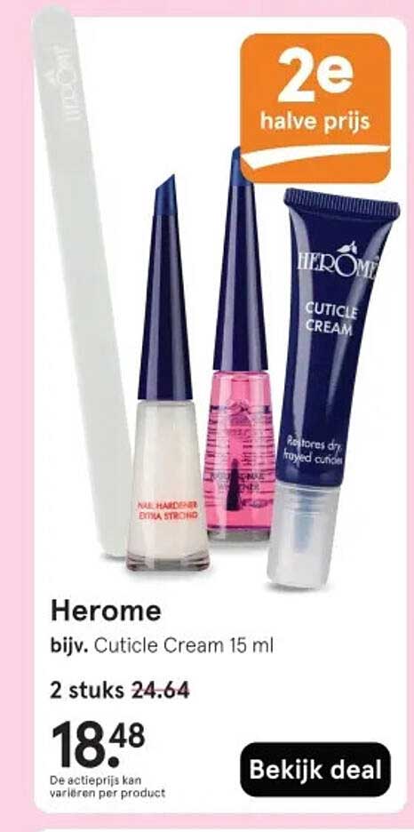 Herome bijv. Cuticle Cream 15 ml 2e halve prijs