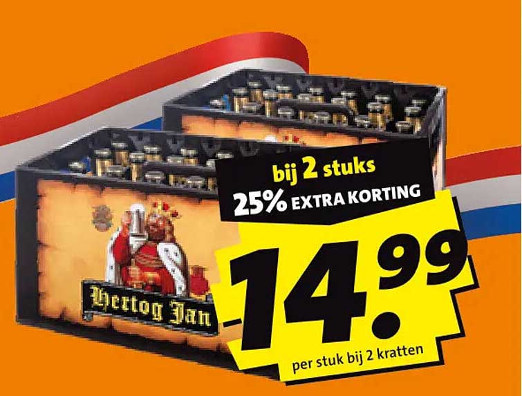 Hertog Jan bij 2 stuks 25% extra korting
