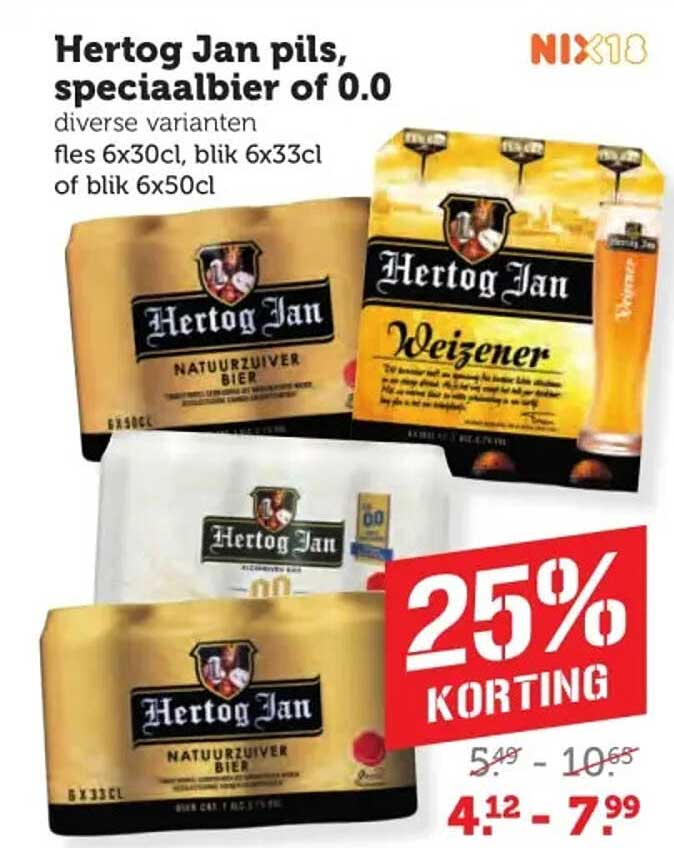 Hertog Jan pils, speciaalbier of 0.0 25% KORTING
