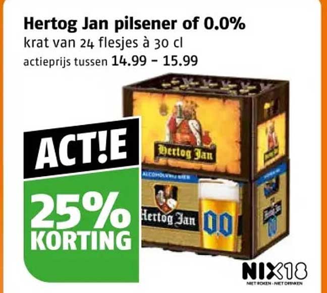 Hertog Jan pilsener of 0.0% 25% korting