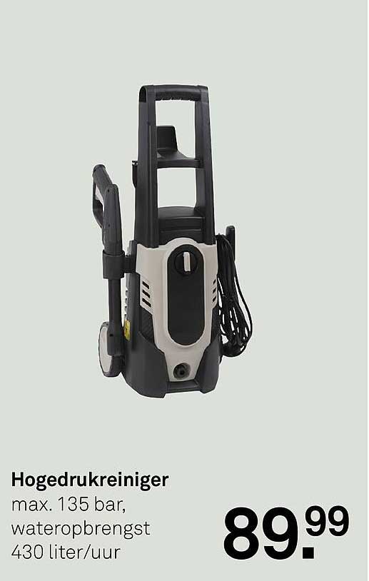 Hogedrukreiniger max. 135 bar, wateropbrengst 430 liter/uur