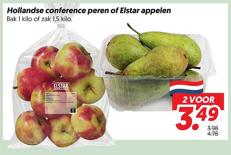 Hollandse conference peren of Elstar appelen 2 VOOR 3.49