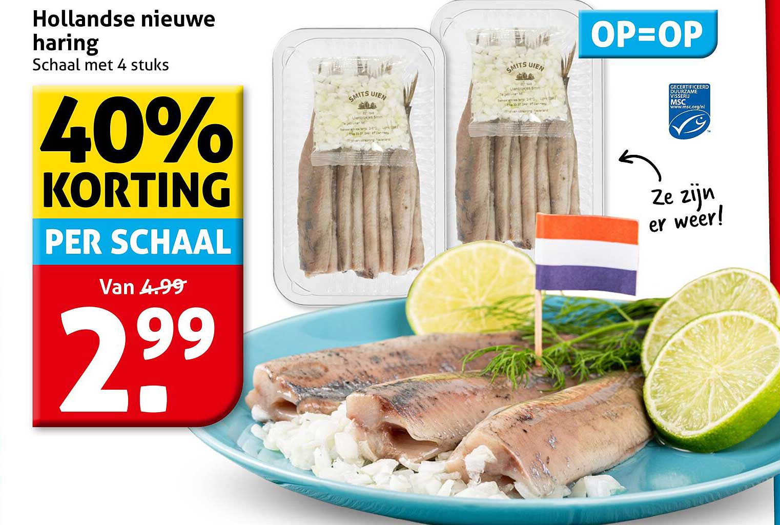 Hollandse nieuwe haring Schaal met 4 stuks 40% KORTING PER SCHAAL