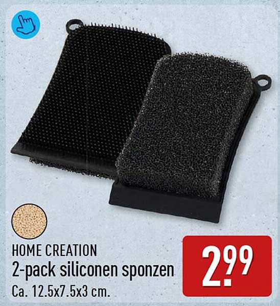 HOME CREATION 2-pack siliconen sponzen Ca. 12.5x7.5x3 cm.