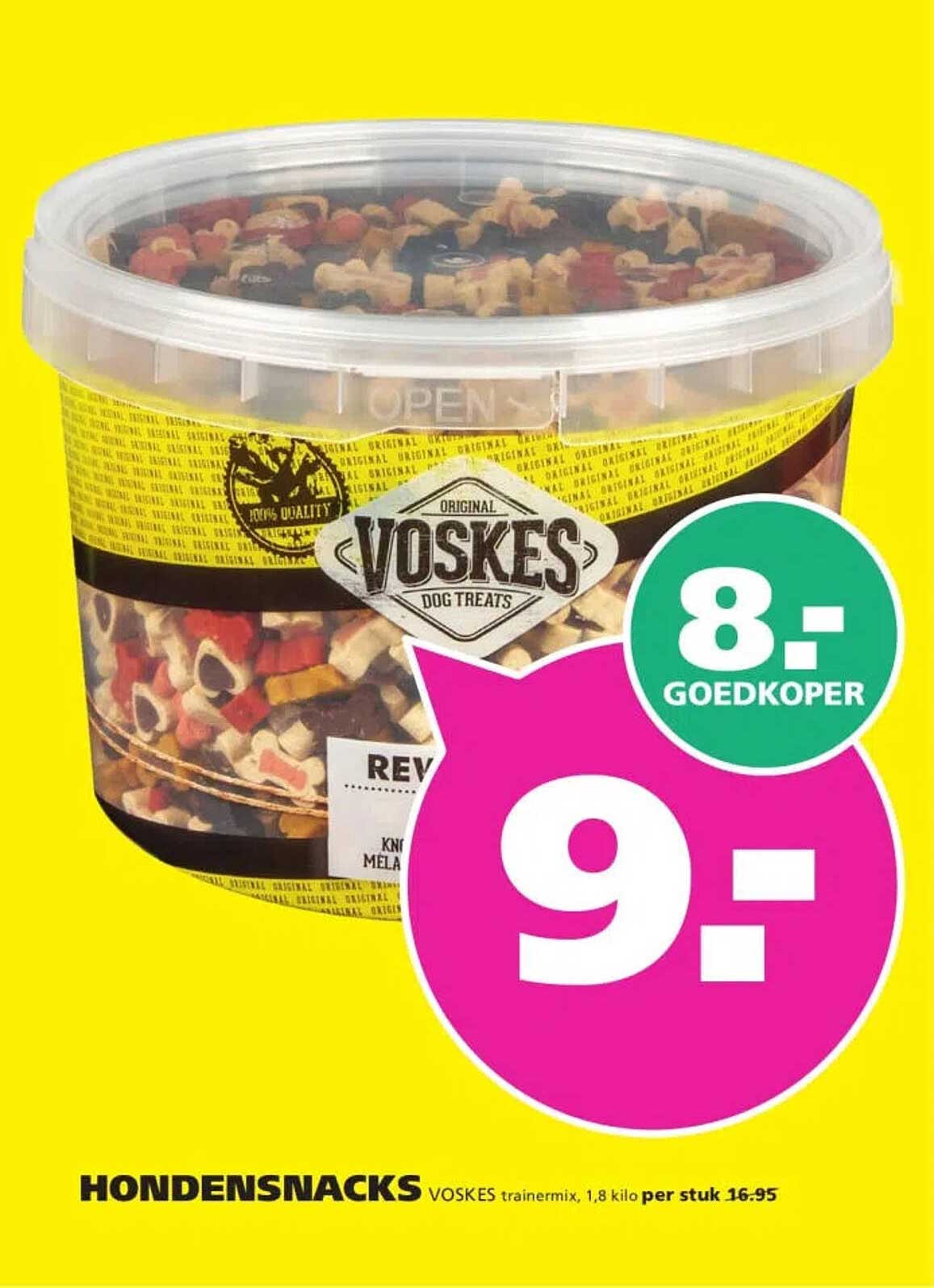 HONDENSNACKS VOSKES trainermix, 1,8 kilo per stuk 16.95 9:- 8,- goedkoper
