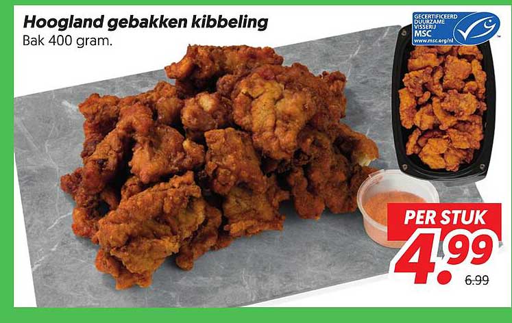 Hoogland gebakken kibbeling Bak 400 gram PER STUK