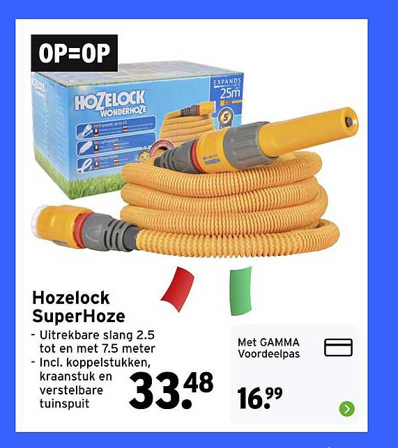 Hozelock SuperHoze - Uittrekbare slang 2.5 tot en met 7.5 meter - Incl. koppelkstukken, kraanstuk en verstelbare tuinspuit