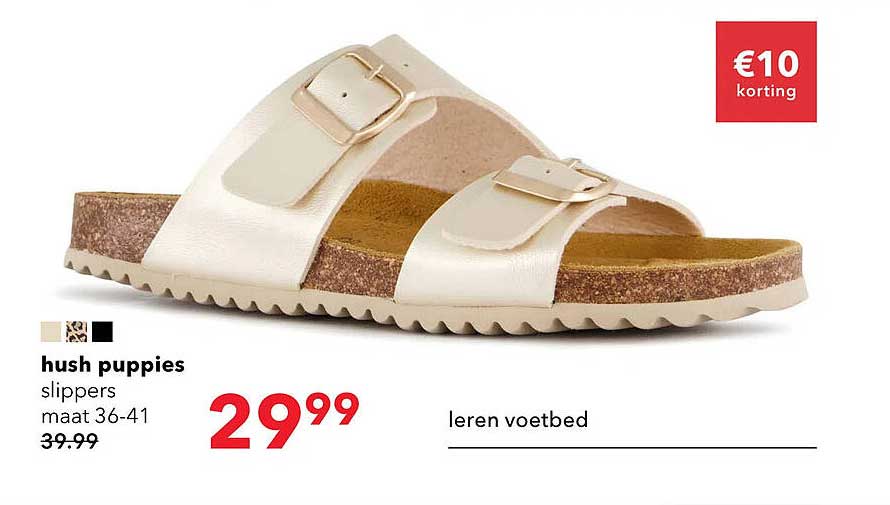 hush puppies slippers maat 36-41 leren voetbed