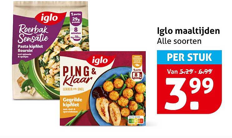 Iglo maaltijden Alle soorten PER STUK