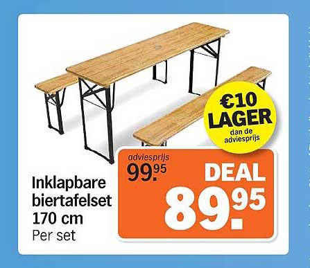 Inklapbare biertafelset 170 cm Per set