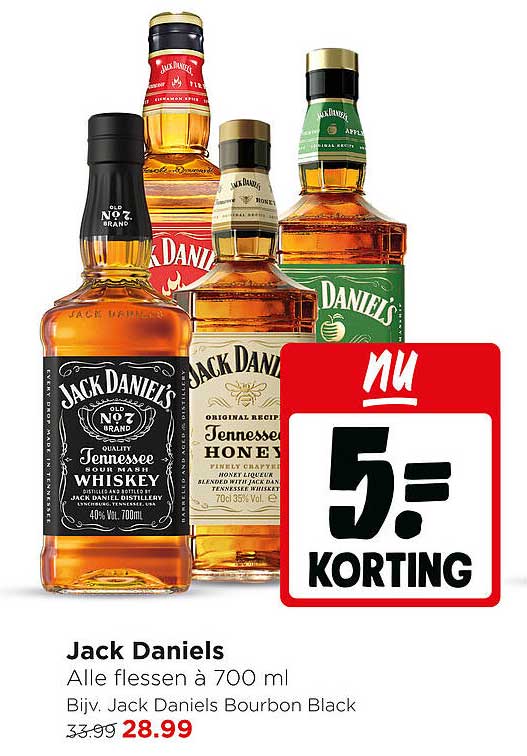 Jack Daniels Alle flessen a 700 ml 5= KORTING