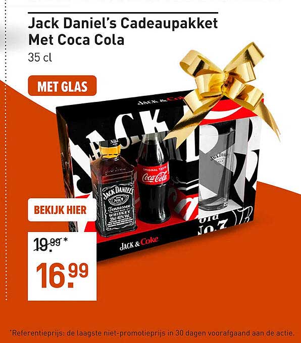Jack Daniel’s Cadeaupakket Met Coca Cola 35 cl MET GLAS