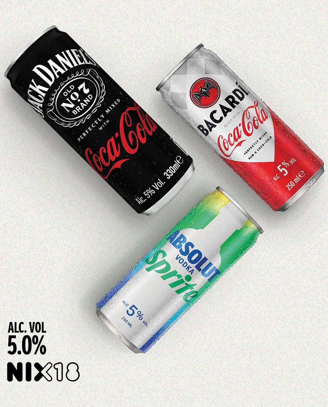 Jack Daniel's Coca-Cola, Bacardi Coca-Cola en Absolut Sprite