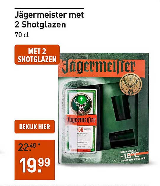 Jägermeister met 2 Shotglazen 70 cl MET 2 SHOTGLAZEN