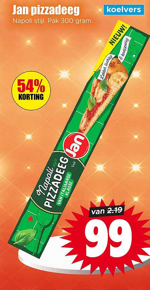 Jan pizzadeeg Napoli stijl. Pak 300 gram. 54% KORTING