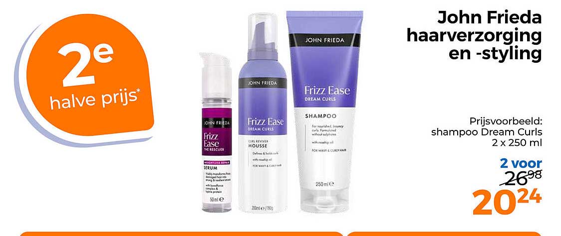 John Frieda haarverzorging en -styling 2e halve prijs