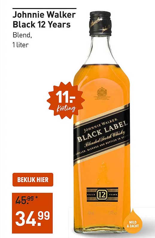 Johnnie Walker Black 12 Years Blend, 1 liter