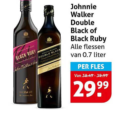 Johnnie Walker Double Black of Black Ruby Alle flessen van 0.7 liter PER FLES
