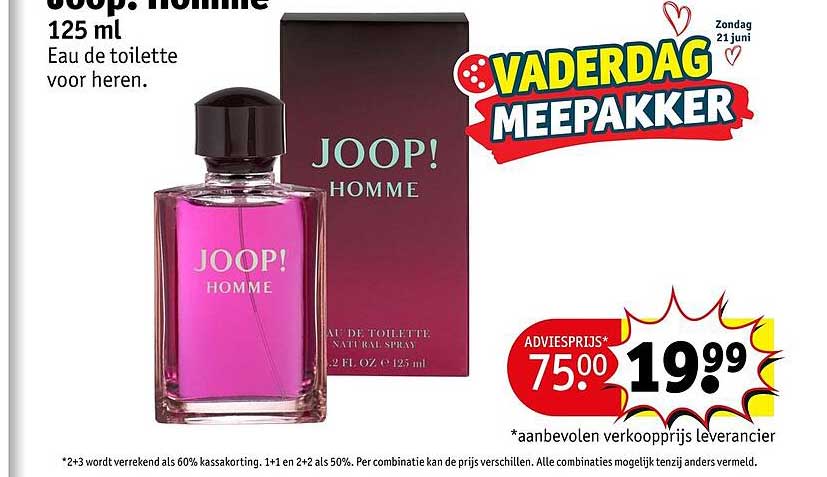 JOOP! Homme 125 ml Eau de toilette voor heren. Vaderdag meepakker