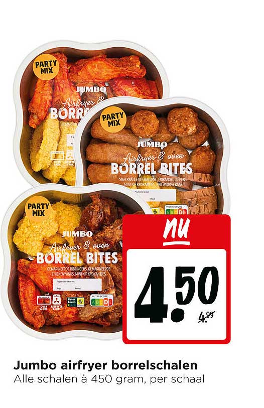 Jumbo airfryer borrelschalen