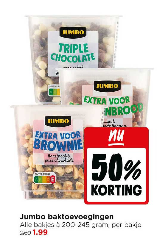 Jumbo baktoevoegingen 50% korting