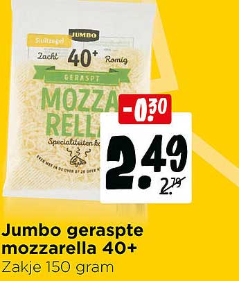 Jumbo geraspte mozzarella 40+