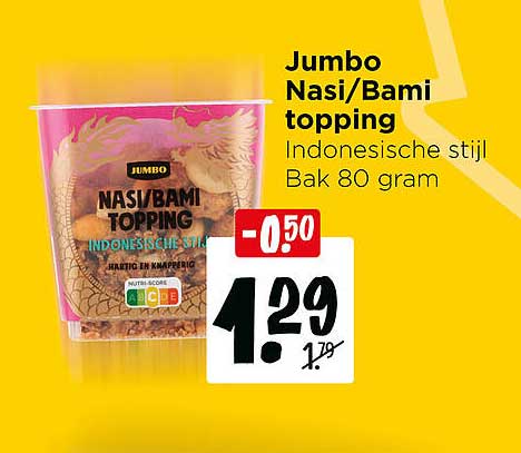 Jumbo Nasi/Bami topping Indonesische stijl Bak 80 gram