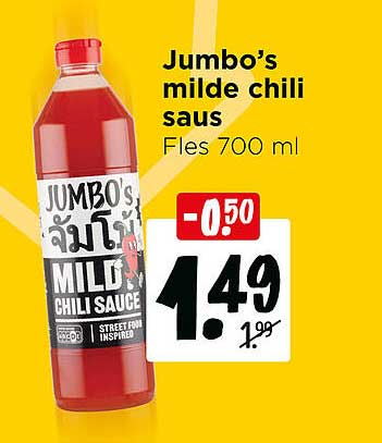 Jumbo's milde chili saus Fles 700 ml