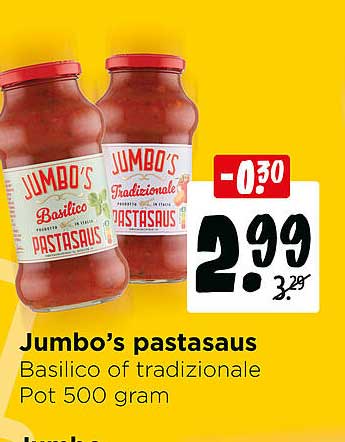 Jumbo’s pastasaus Basilico of tradizionale Pot 500 gram