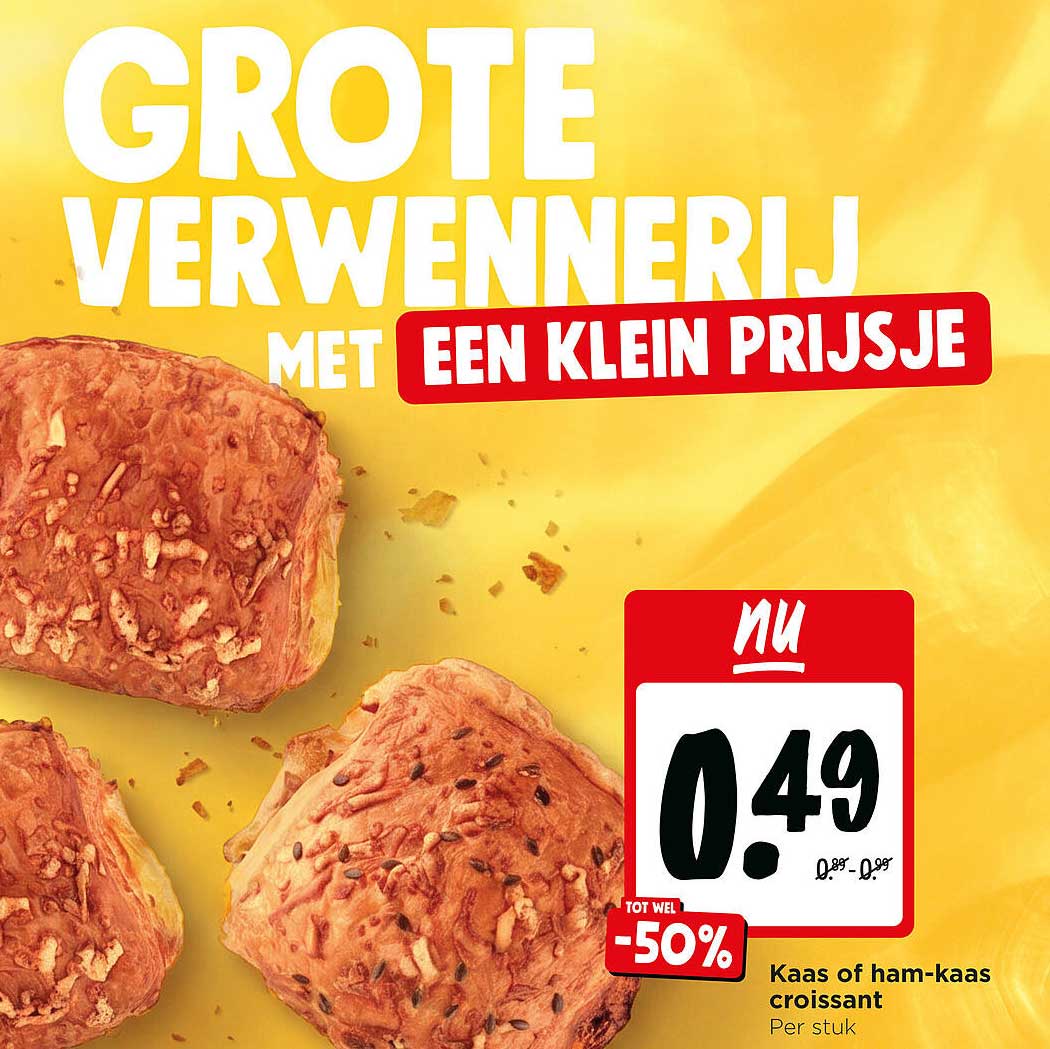 Kaas of ham-kaas croissant Per stuk -50%