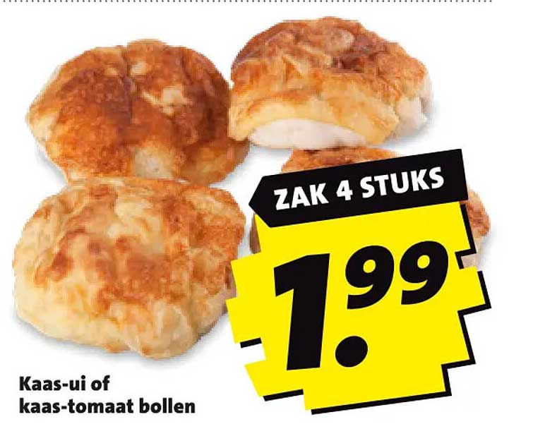 Kaas-ui of kaas-tomaat bollen ZAK 4 STUKS
