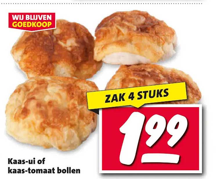 Kaas-ui of kaas-tomaat bollen Zak 4 stuks