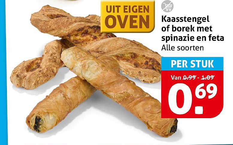 Kaasstengel of borek met spinazie en feta Alle soorten PER STUK
