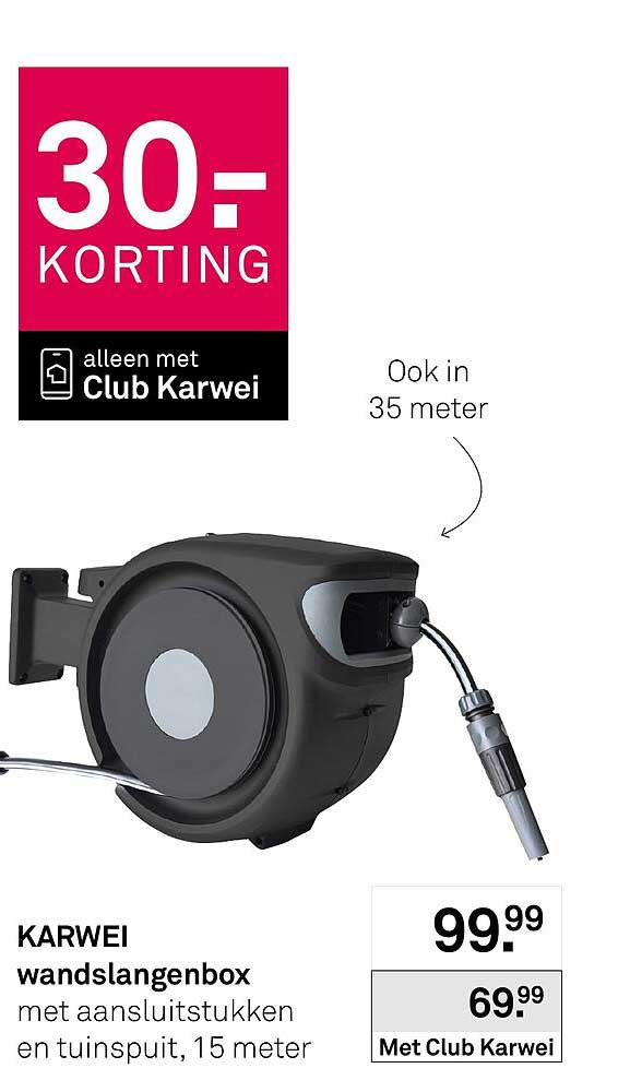 KARWEI wandslangenbox met aansluitstukken en tuinspuit, 15 meter