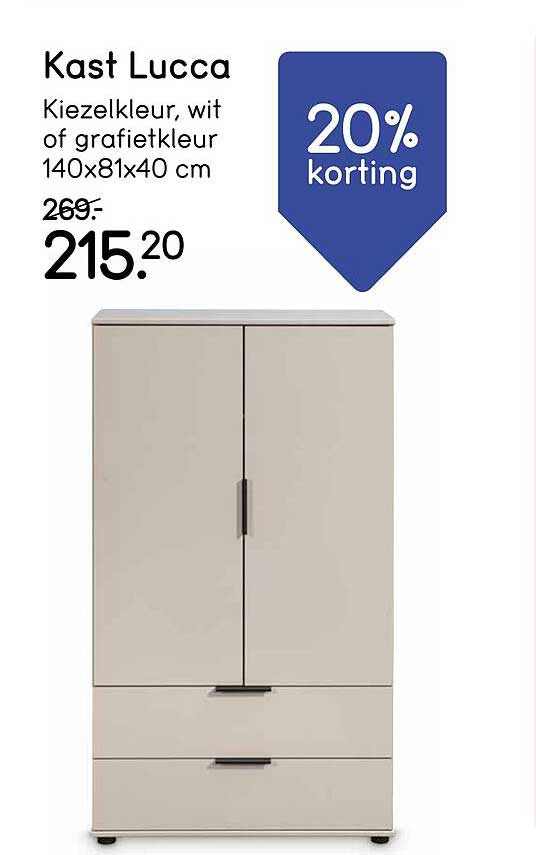 Kast Lucca Kiezelkleur, wit of grafietkleur 140x81x40 cm 20% korting