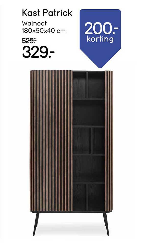 Kast Patrick Walnoot 180x90x40 cm 200.- korting