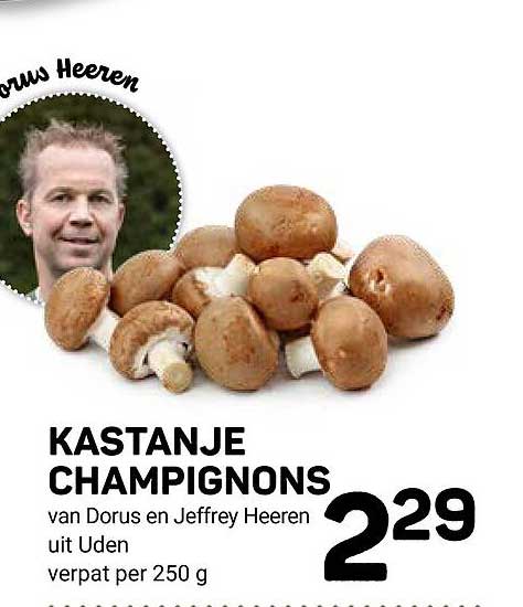 KASTANJE CHAMPIGNONS van Dorus en Jeffrey Heeren uit Uden verpat per 250 g