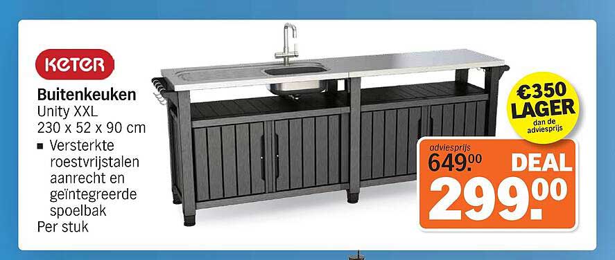 KETER Buitenkoken Unity XXL 230 x 52 x 90 cm