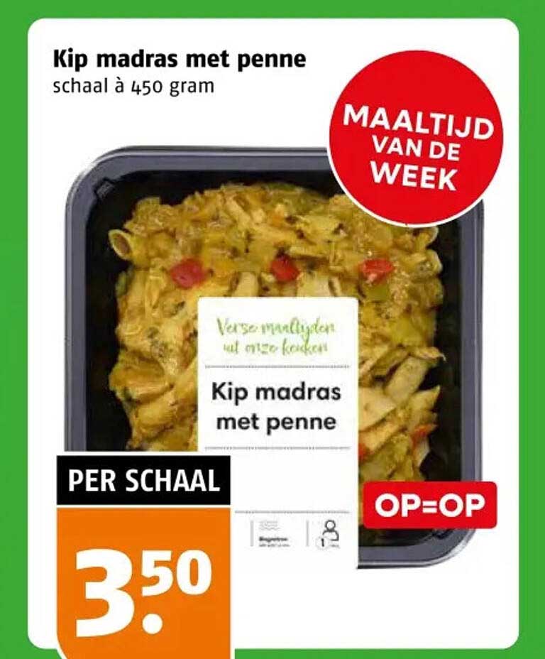 Kip madras met penne
