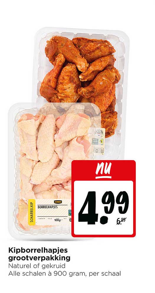 Kipborrelhapjes grootverpakking Naturel of gekruid